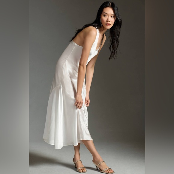 Anthropologie Seamed Silk Midi Dress L - Picture 6 of 13